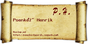 Psenkó Henrik névjegykártya